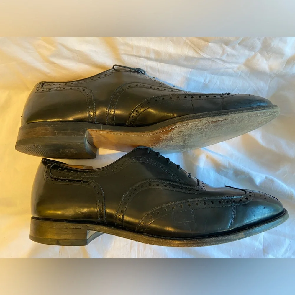 Johnson & Murphy Oxford Wing Tip Men’s Black Leather‎ Dress Shoes, Size 12EEE